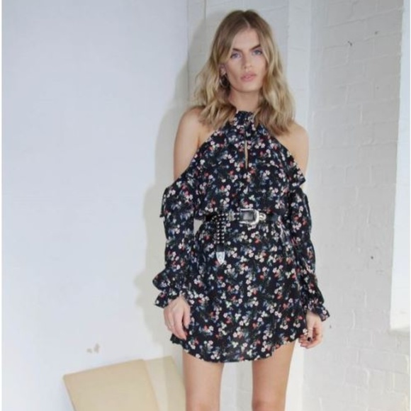 black open shoulder dress